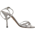 Dolce & Gabbana Silver Crystal Ankle Strap Sandals Shoes LA11990-38