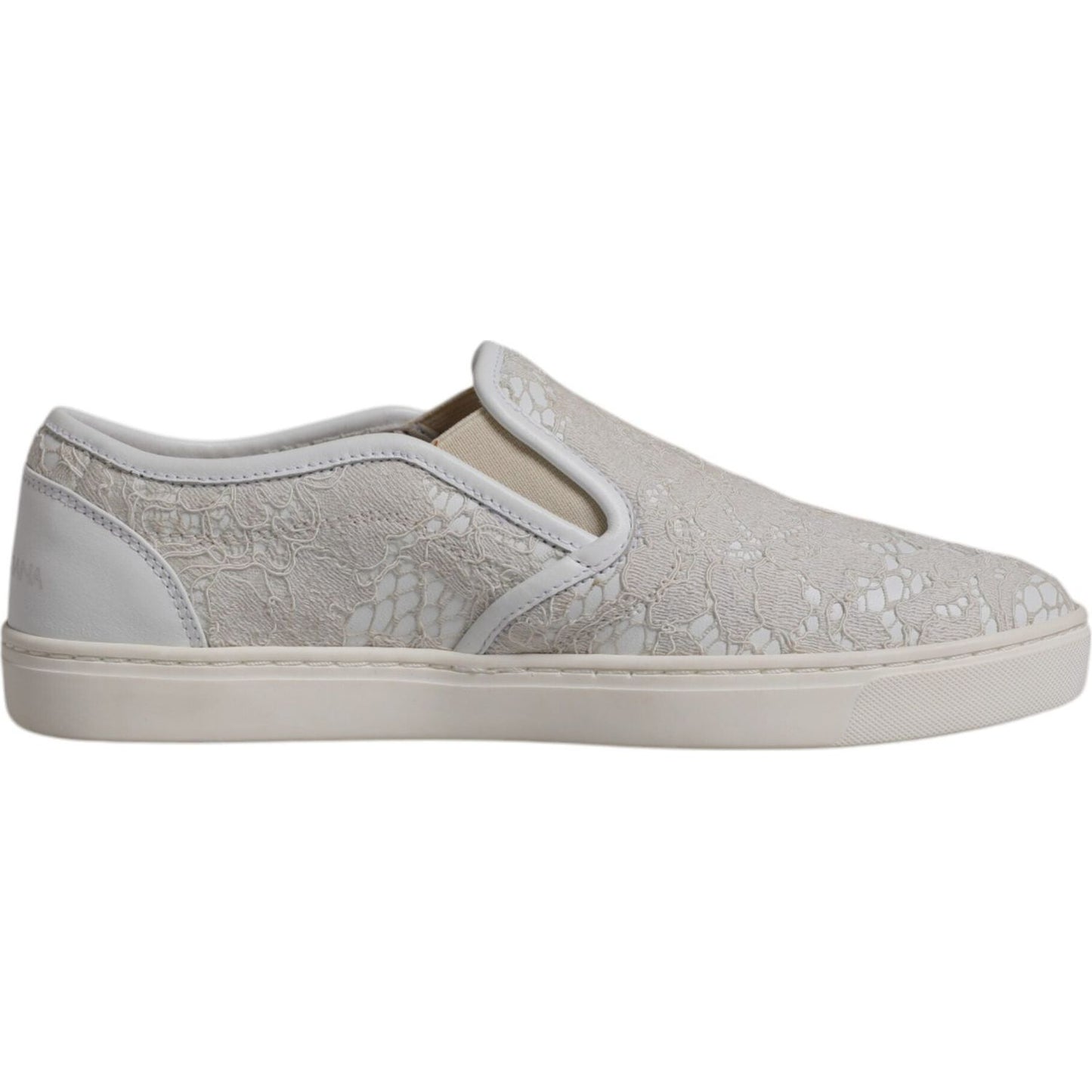 Dolce & Gabbana White Floral Lace Slip On Loafers Shoes Dolce & Gabbana Dark Gray