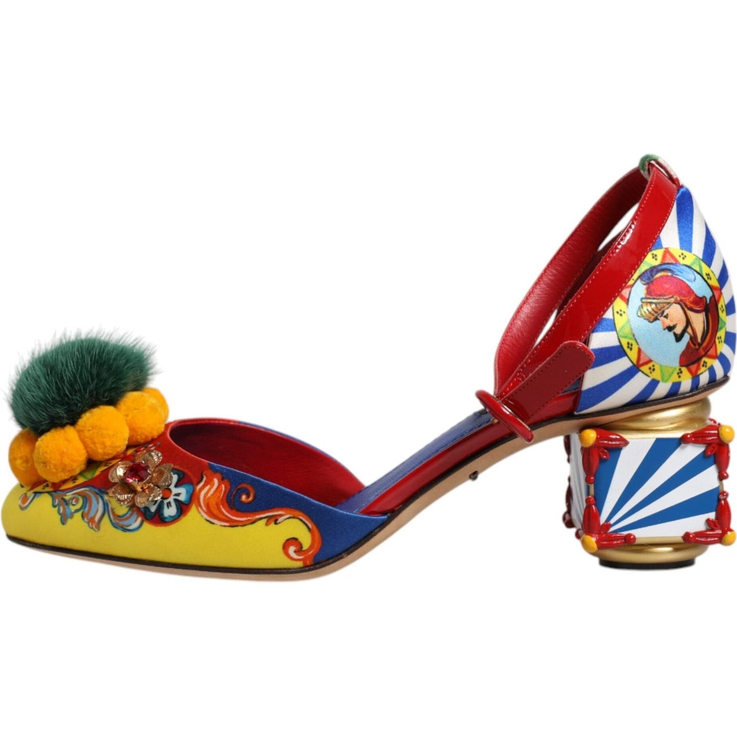 Dolce & Gabbana Multicolor Carretto Crystal Fur Sandals Shoes Dolce & Gabbana Sienna