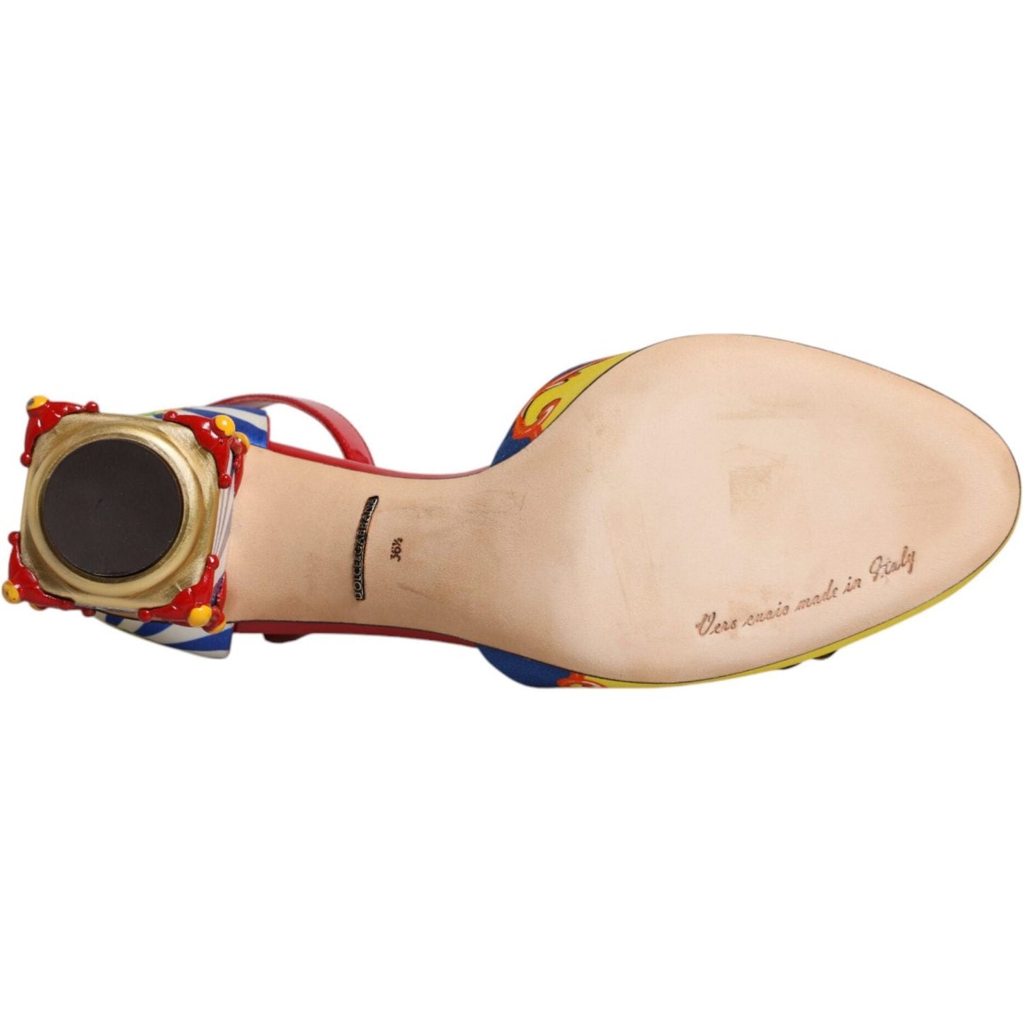 Dolce & Gabbana Multicolor Carretto Crystal Fur Sandals Shoes Dolce & Gabbana Wheat