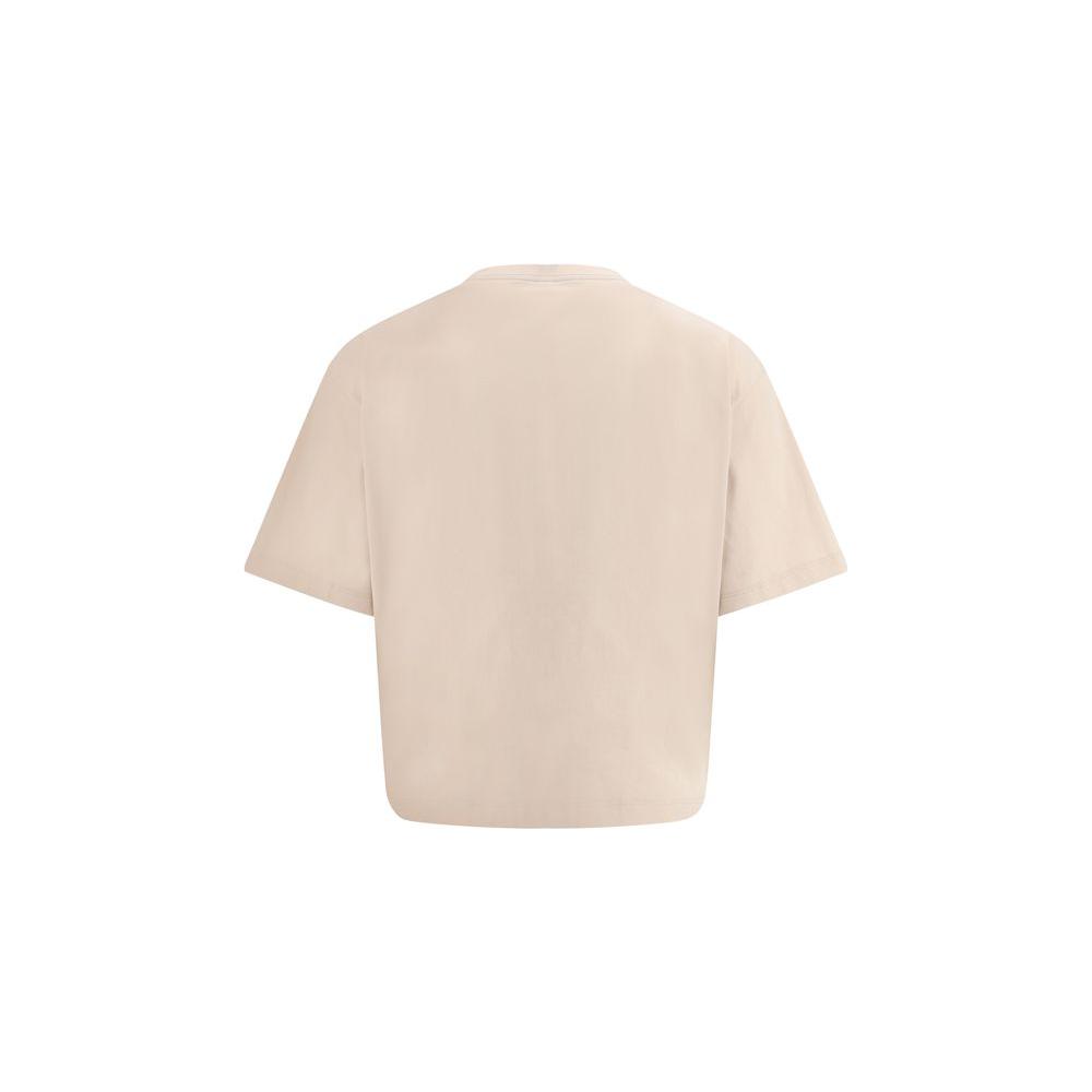 Back view of Versace Cropped Cotton T-Shirt with ribbed crew neck and monochrome design.