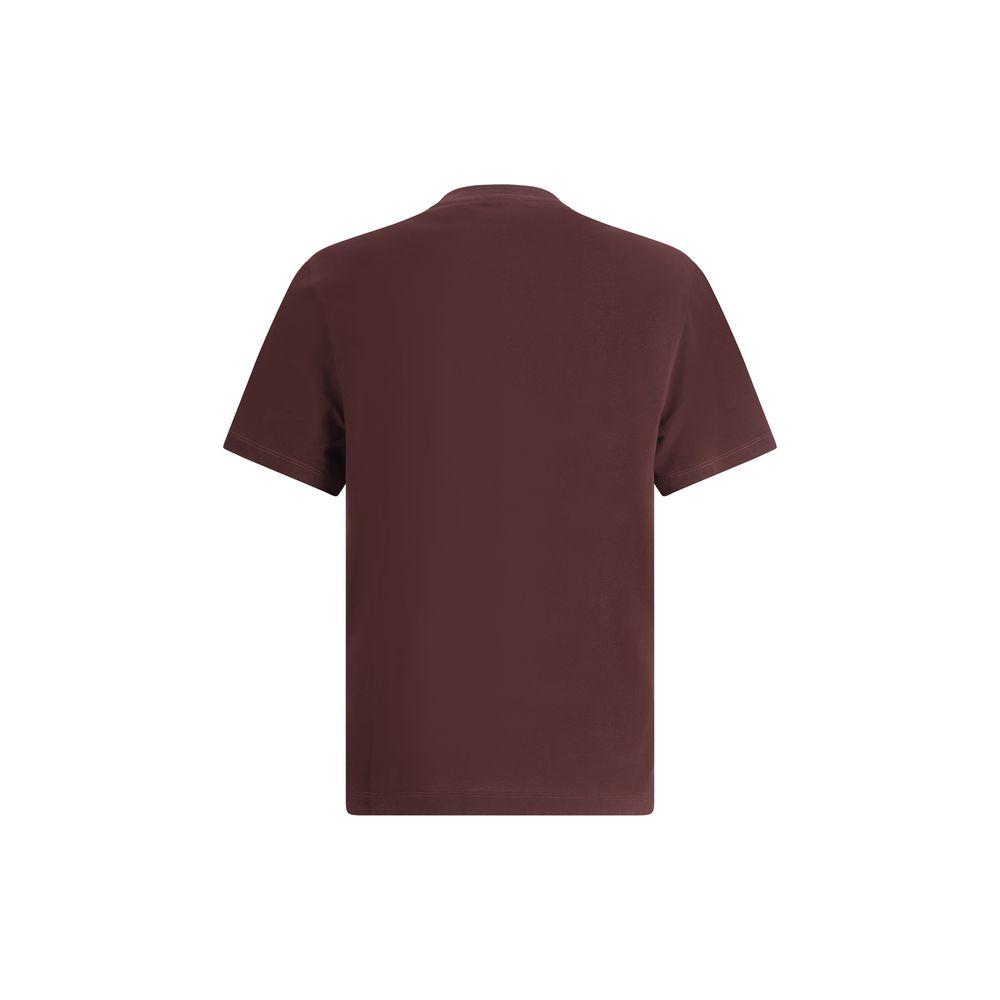 Back view of a Versace cotton T-shirt, featuring a ribbed crew neck and regular fit in a monochrome pattern.