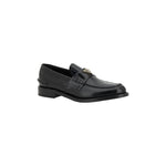 Prada Black Leather Logo Loafers