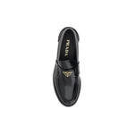 Prada Black Leather Logo Loafers
