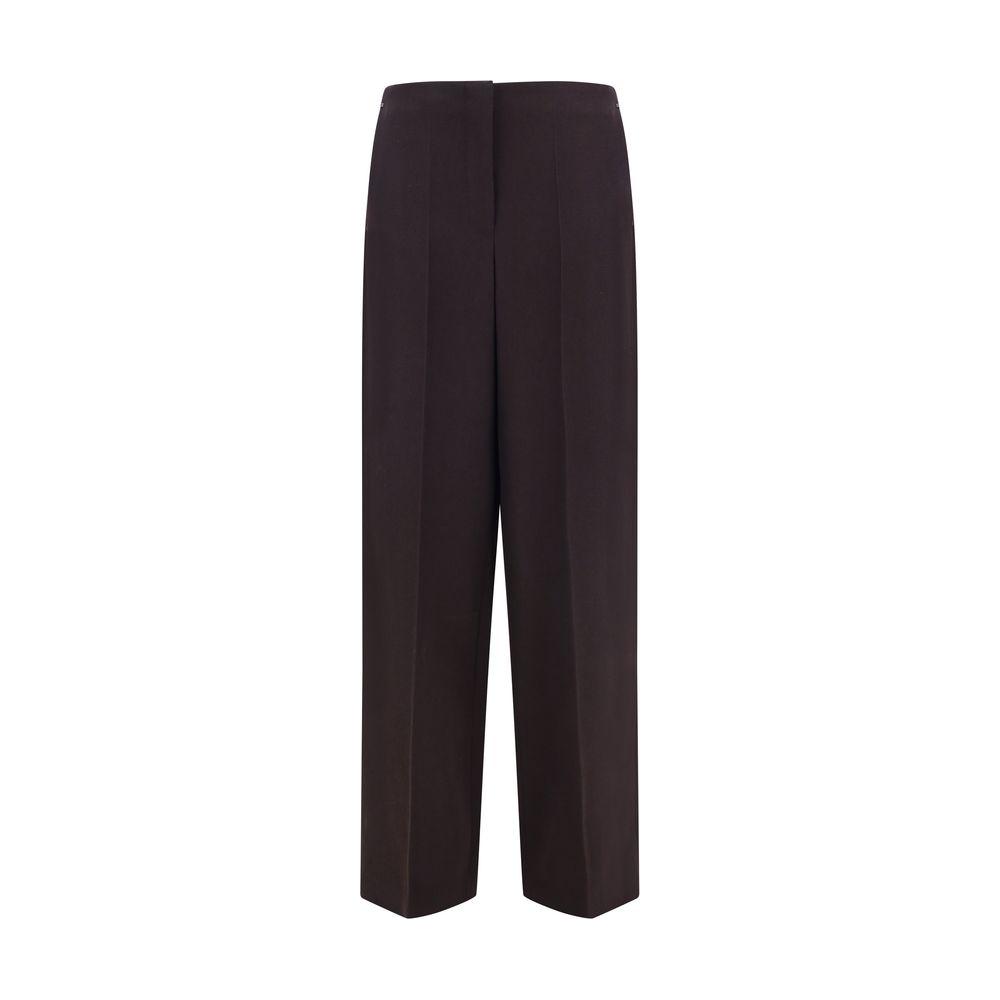 Fendi virgin wool pants with front button and zipper closure, featuring two side slash pockets and two back welt pockets.