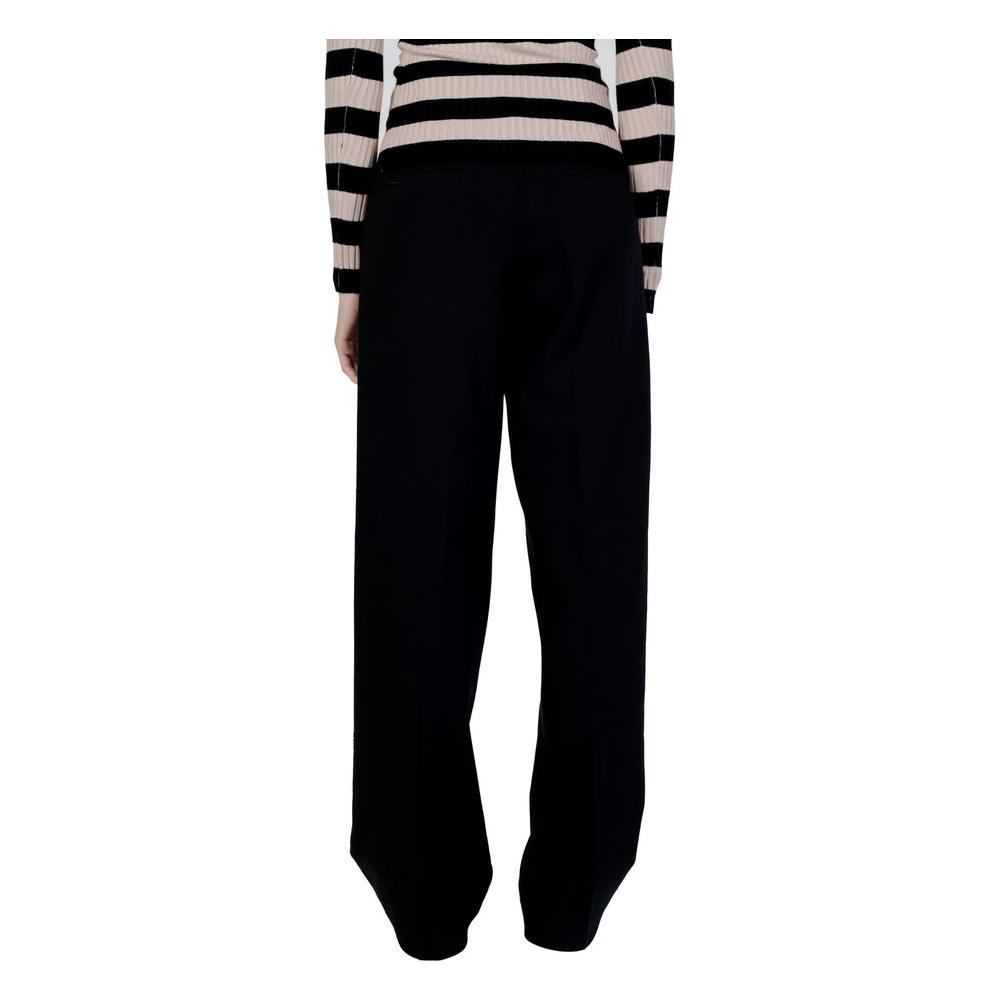 Street One black viscose women's palazzo pants, spring/summer collection. Elegant and comfortable fashion in high-quality fabric.