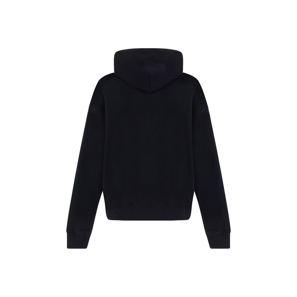 Back view of Off-White Big Bookish Skate Hoodie in black with adjustable hood and ribbed cuffs