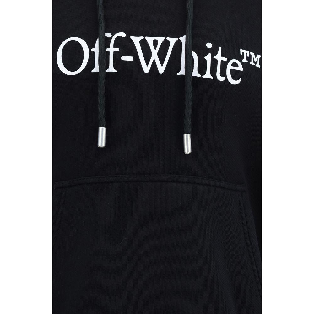 Off-White Big Bookish Skate Hoodie with logo, drawstring hood, kangaroo pocket, ribbed cuffs and hem, in black cotton.
