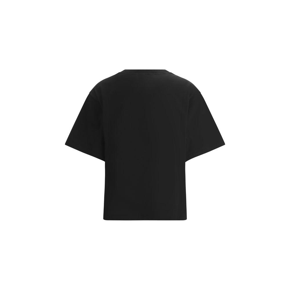 Back view of Dolce & Gabbana logoed black cotton T-shirt with ribbed crew neck for a sophisticated, casual look.