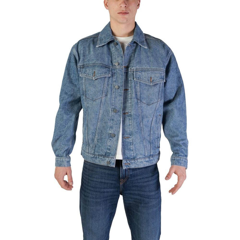 Hugo Boss men's light blue cotton jacket from the fall/winter collection, 100% cotton composition.
