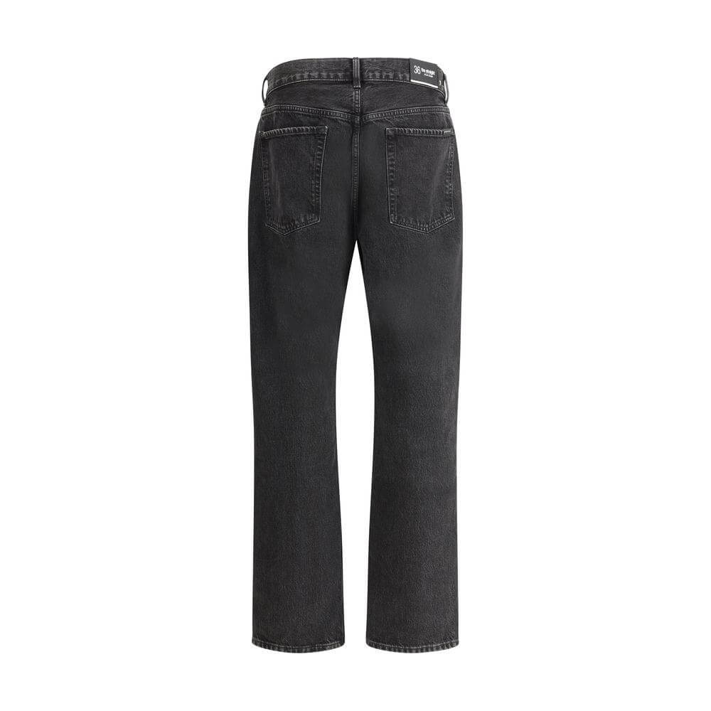 Back view of 7FOR Koto cotton jeans, straight five-pocket design, monochrome pattern, suitable for versatile styling.