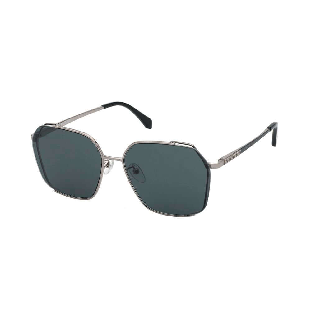 Zadig & Voltaire women's gold metal sunglasses with grey lenses, 58/16/140 mm measurements, featuring sleek design and premium style.