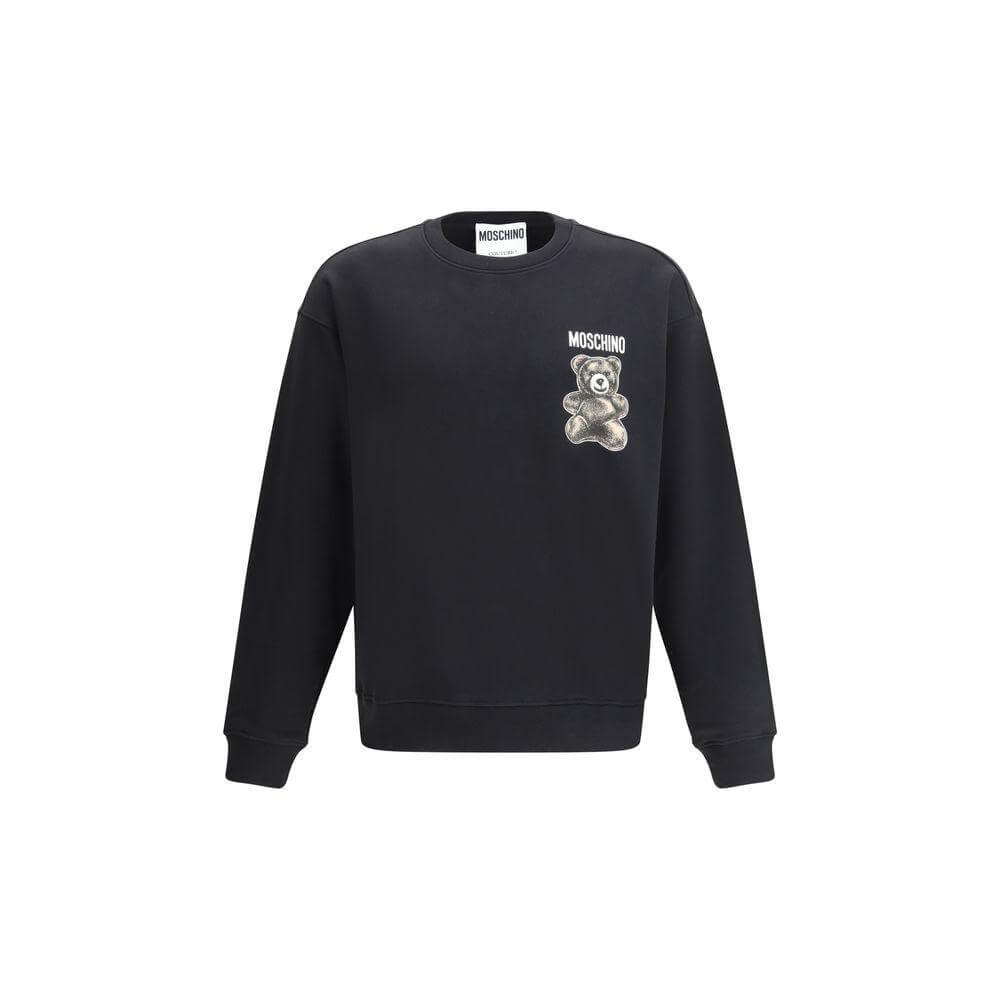 Moschino Teddy Bear Cotton Sweatshirt with ribbed crew neck and cuffs featuring iconic logo and playful teddy bear print.