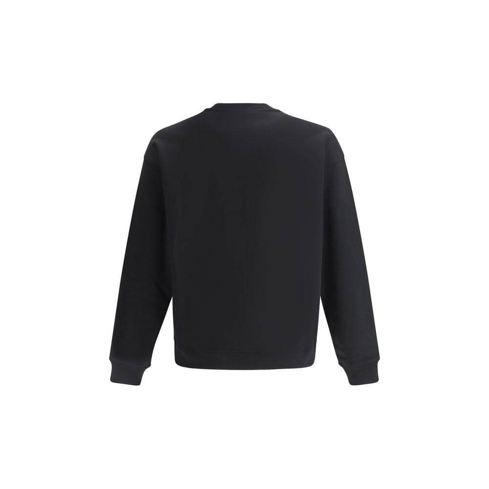 Back view of Moschino Teddy Bear Sweatshirt with ribbed cuffs and hem in black cotton, displaying a simple, elegant design.