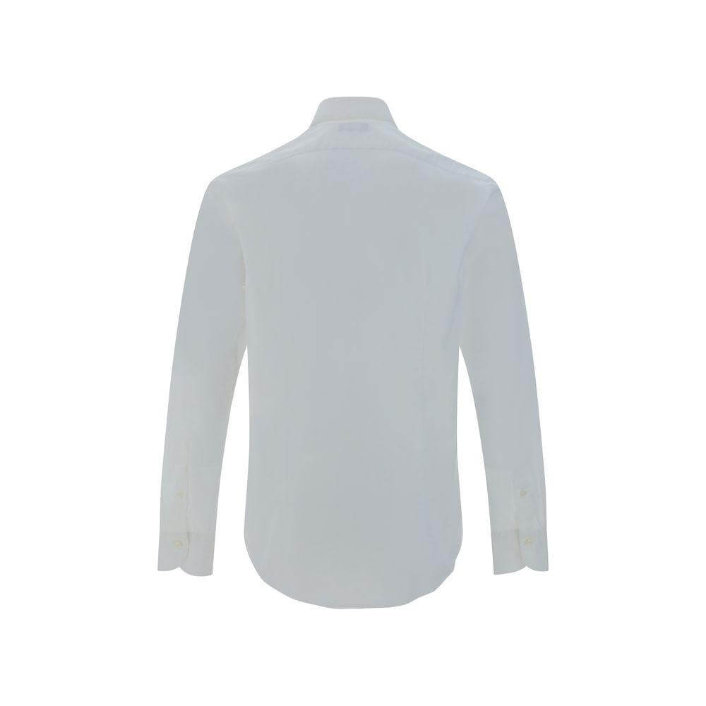 Back view of Deperlu white cotton poplin shirt with classic collar and button cuffs, perfect for formal or casual wear.