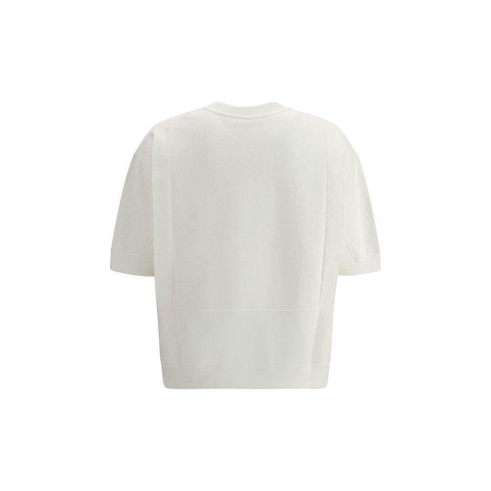 Jil Sander oversized cotton T-shirt with ribbed crew neck, monochrome design, and relaxed modern fit, back view.