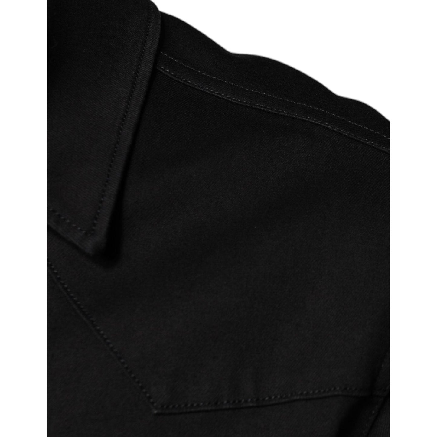 Dolce & Gabbana Black Cotton Collared Button Down Shirt Dolce & Gabbana Black
