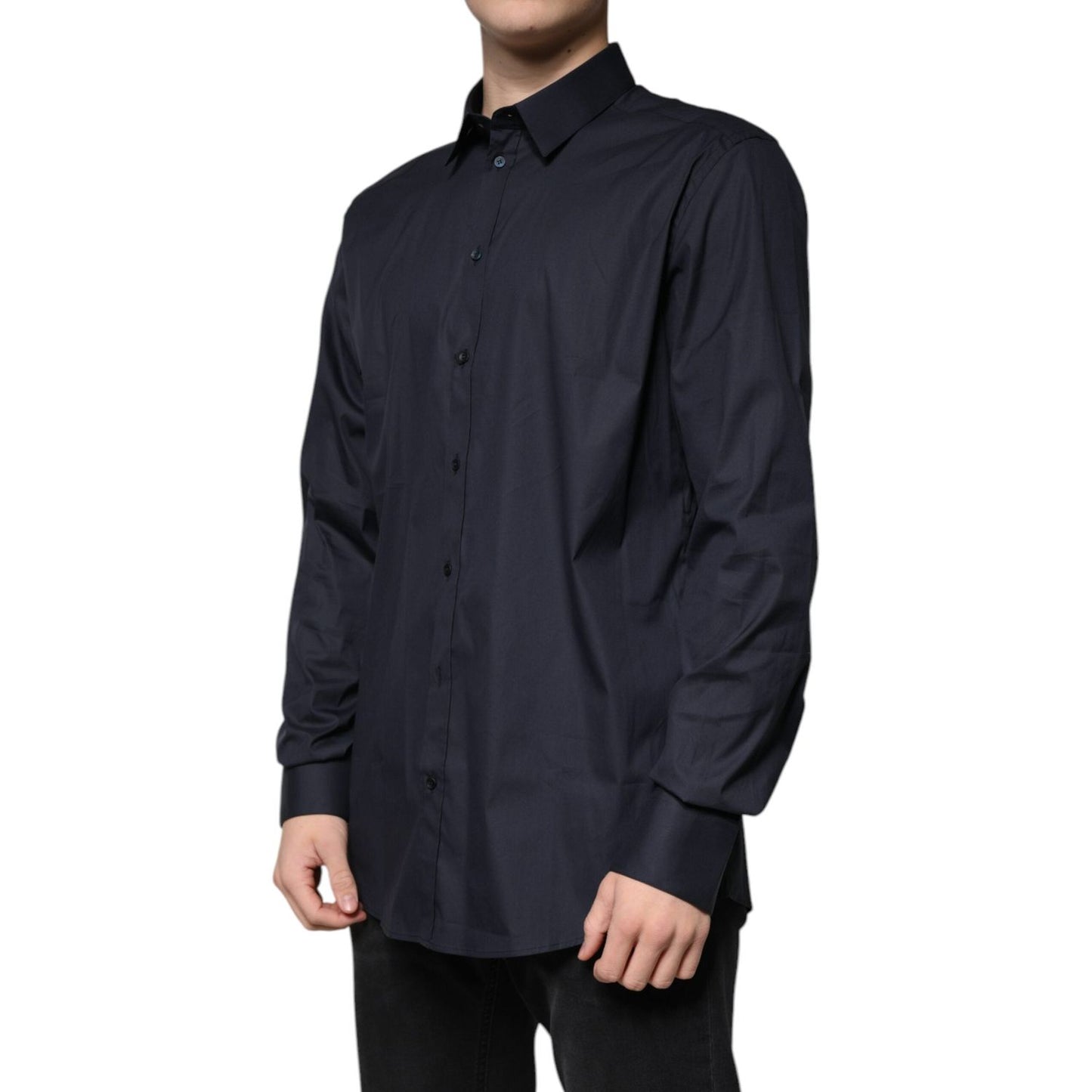 Dolce & Gabbana Black Cotton Blend Formal GOLD Dress Shirt Dolce & Gabbana Dark Slate Gray