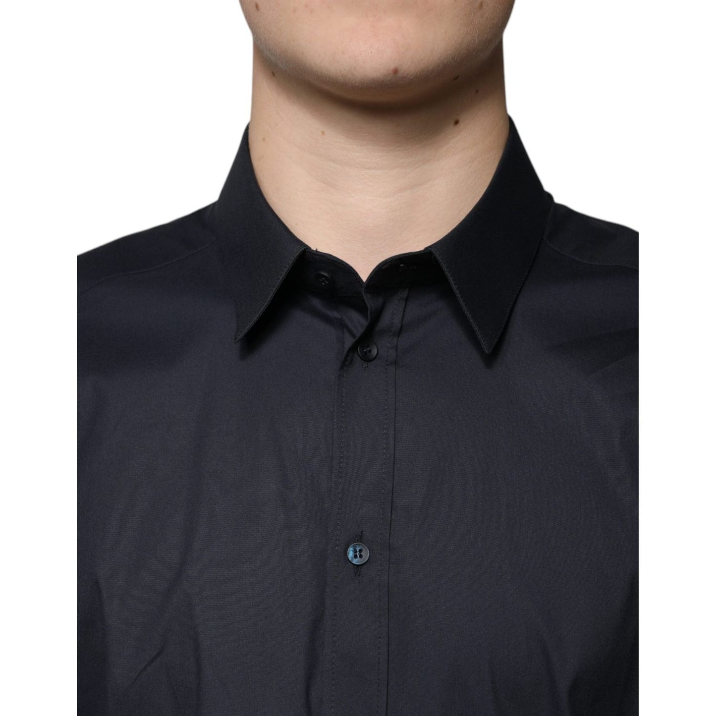 Dolce & Gabbana Black Cotton Blend Formal GOLD Dress Shirt Dolce & Gabbana Dark Slate Gray