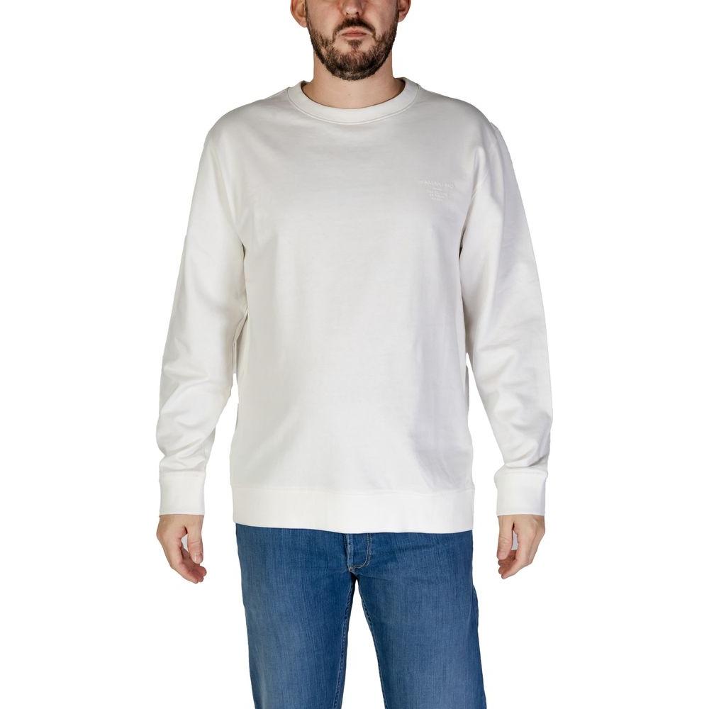 Hamaki-Ho white cotton sweater for men, Fall/Winter collection, 100% cotton, comfortable and stylish, casual fashion.