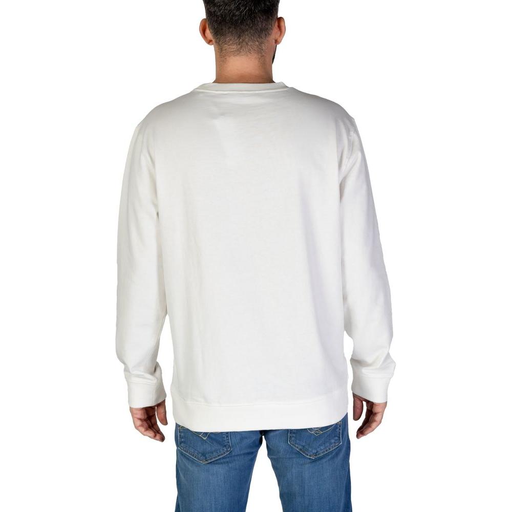Back view of Hamaki-Ho white cotton sweater for men, part of the Fall/Winter collection, made from 100% cotton.