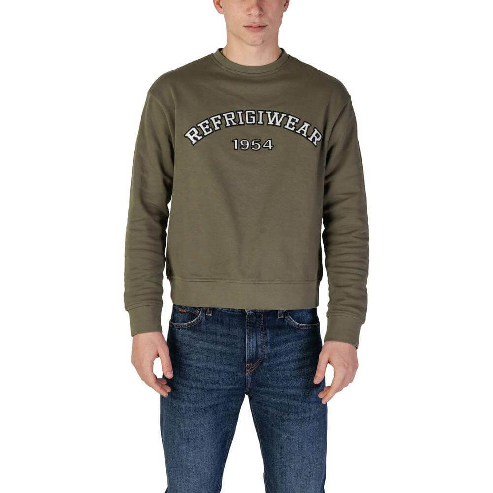 Men's Refrigiwear green cotton sweatshirt, part of the fall/winter collection, featuring '1954' text on chest.