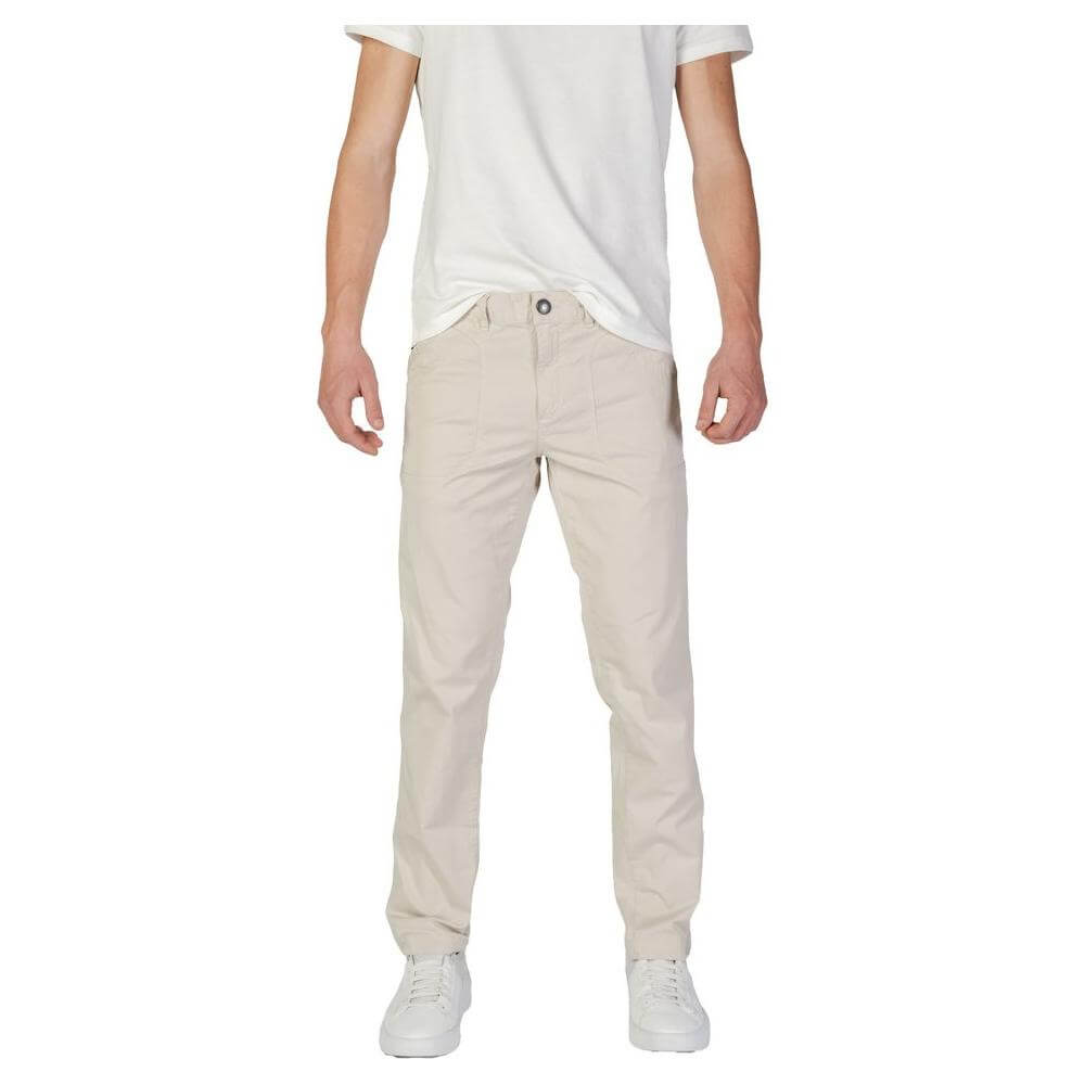 Men's beige cotton jeans and pants by Refrigiwear, regular fit, 98% cotton, fall/winter collection, ideal for comfort and style.