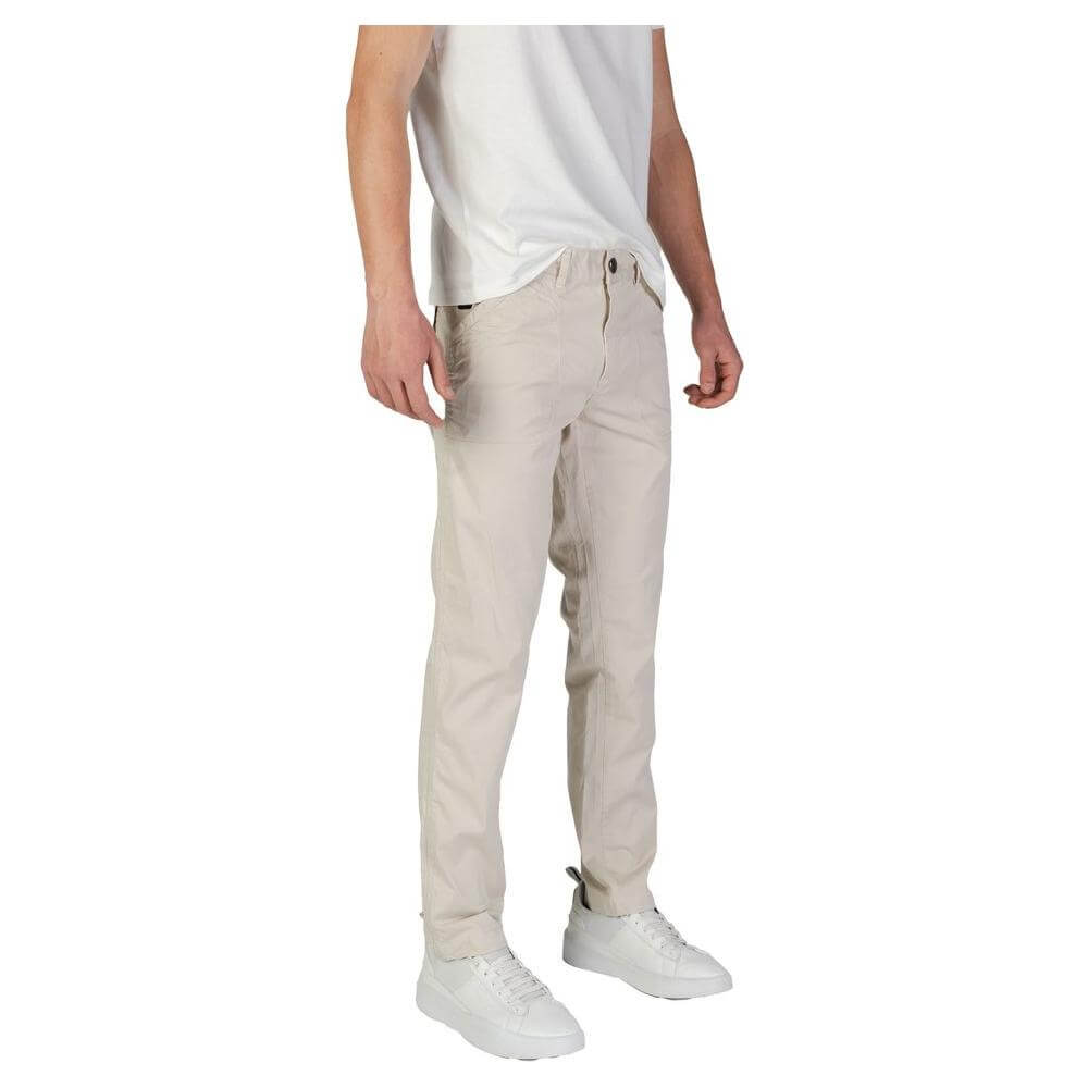 Refrigiwear beige cotton jeans for men, fall/winter collection, regular fit, 98% cotton, 2% elastane, stylish casual wear.