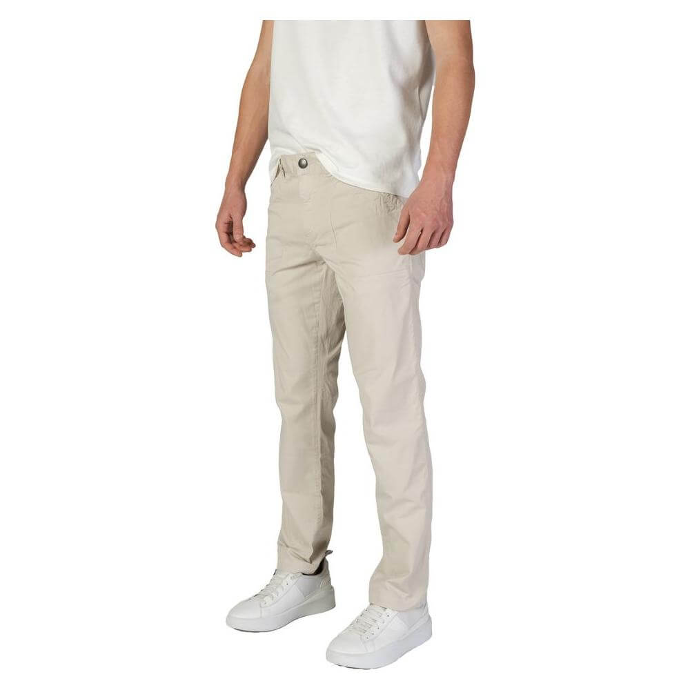 Refrigiwear beige cotton jeans for men, regular comfort fit, fall/winter collection, casual style with cotton and elastane blend.