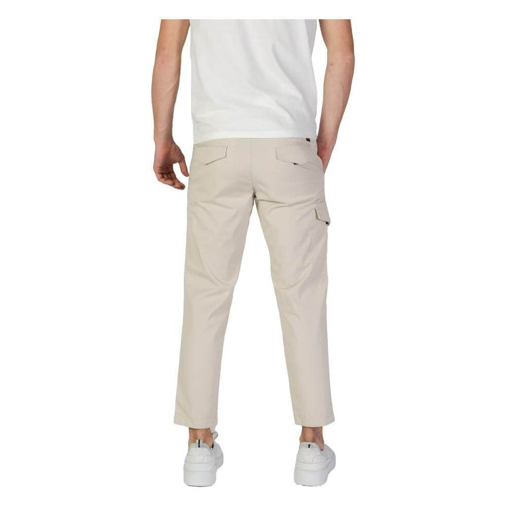 Back view of Refrigiwear beige cotton jeans for men, fall/winter collection, made from 98% cotton and 2% elastane, regular fit.