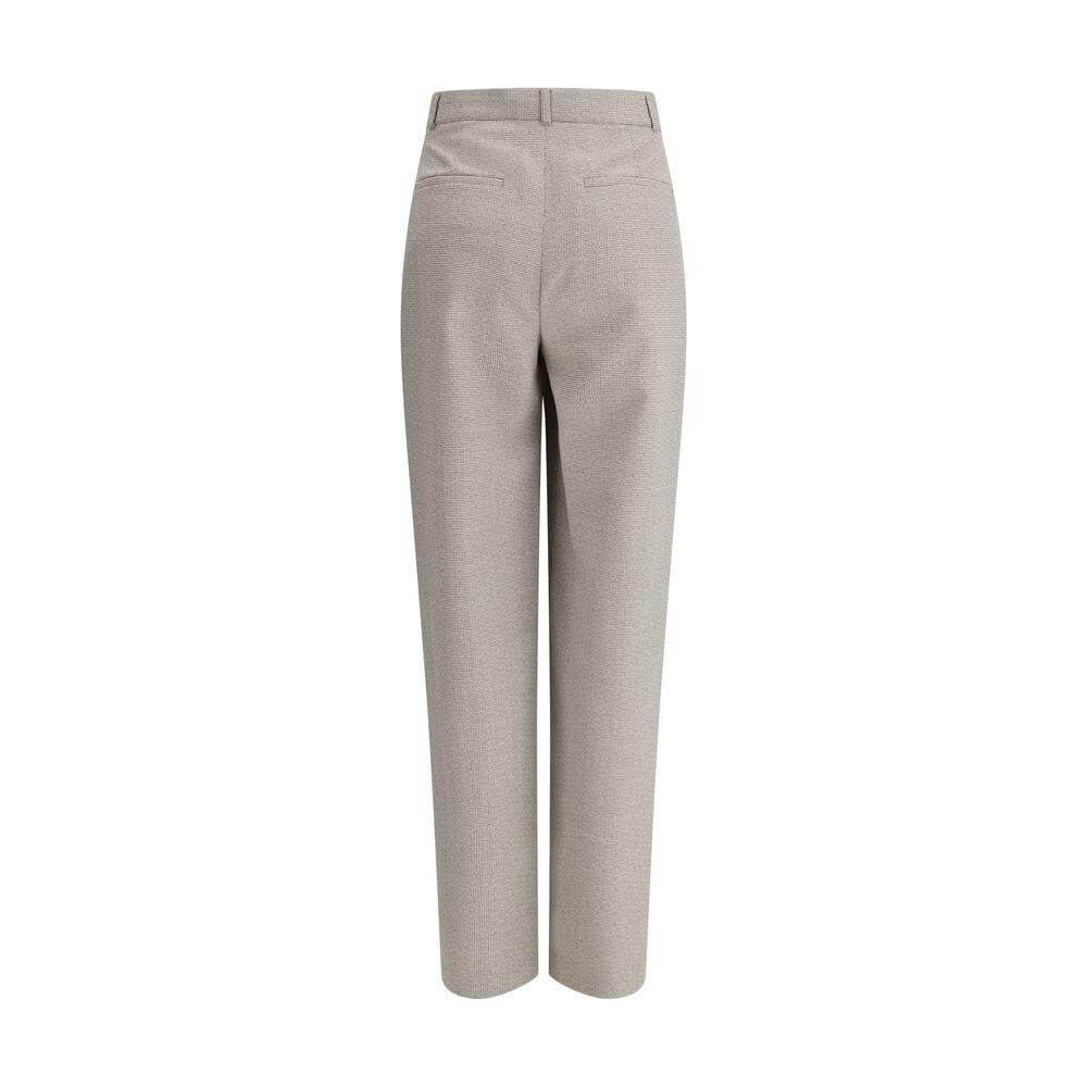 Back view of Fendi pied-de-poule wool pants with belt loops and welt pockets, showcasing elegant and sophisticated style.