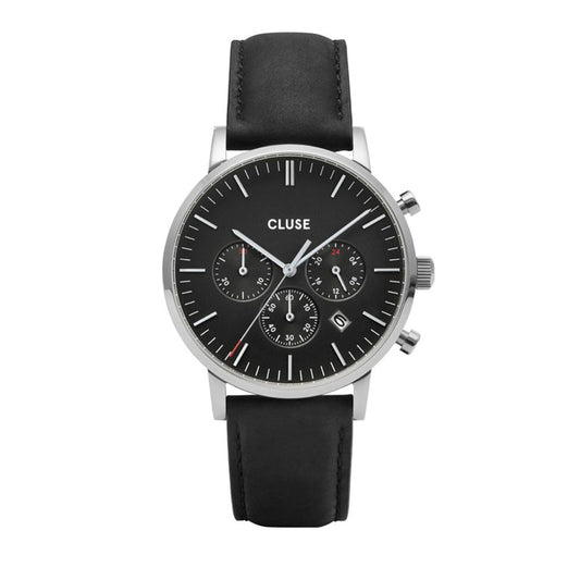Cluse Black Leather Dress Watch