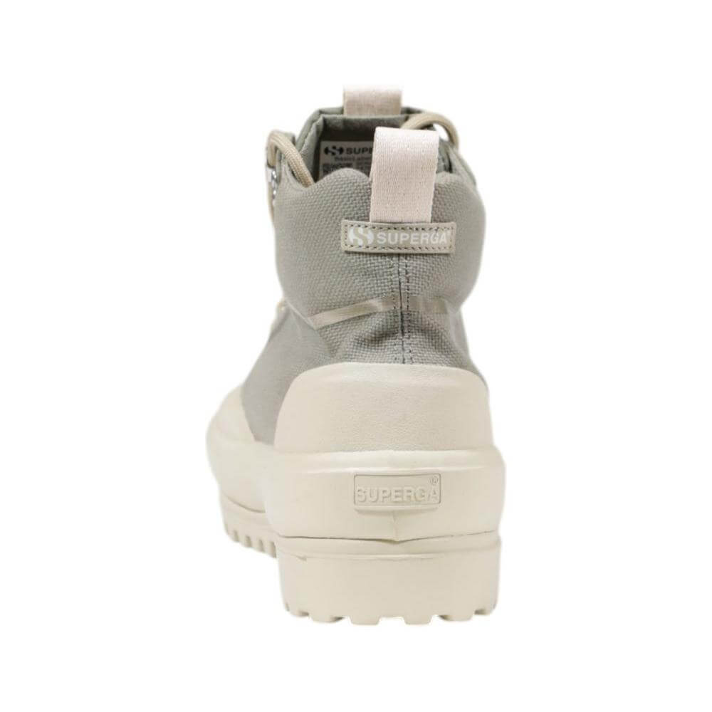 Back view of Superga green fabric women's sneaker for autumn/winter collection, featuring 100% textile composition.