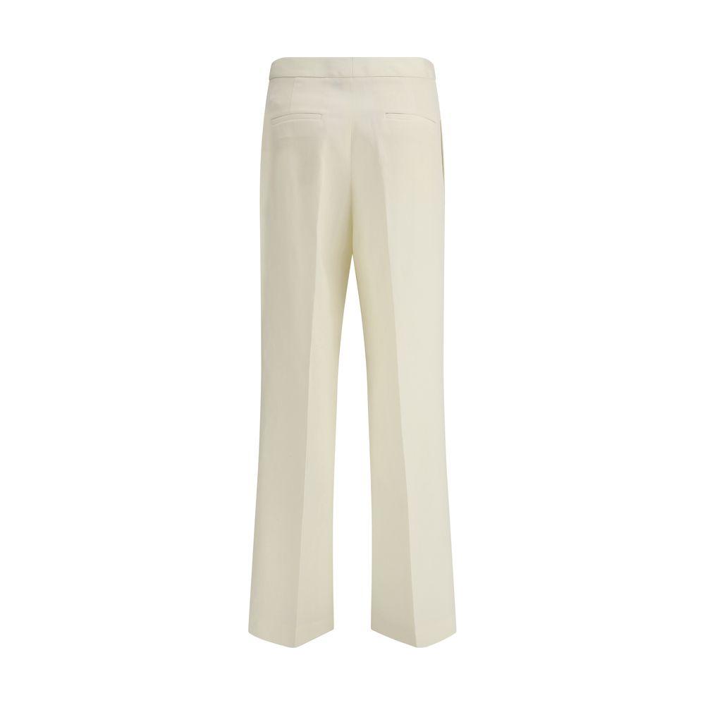Back view of Fabiana Filippi Virgin Wool Pants, featuring a flare leg and mid-rise waist, in elegant cream color.
