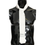 Dolce & Gabbana White Polka Dotted Silk Skinny Scarf MS1907