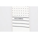 Dolce & Gabbana White Polka Dotted Silk Skinny Scarf MS1907