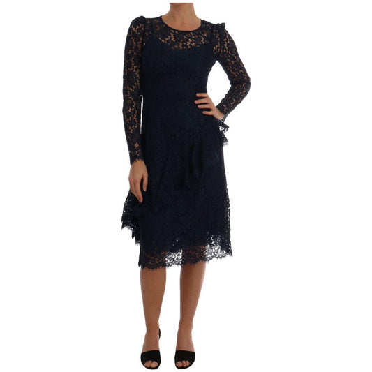Dolce & Gabbana Blue Taormina Floral Lace Sheath Dress