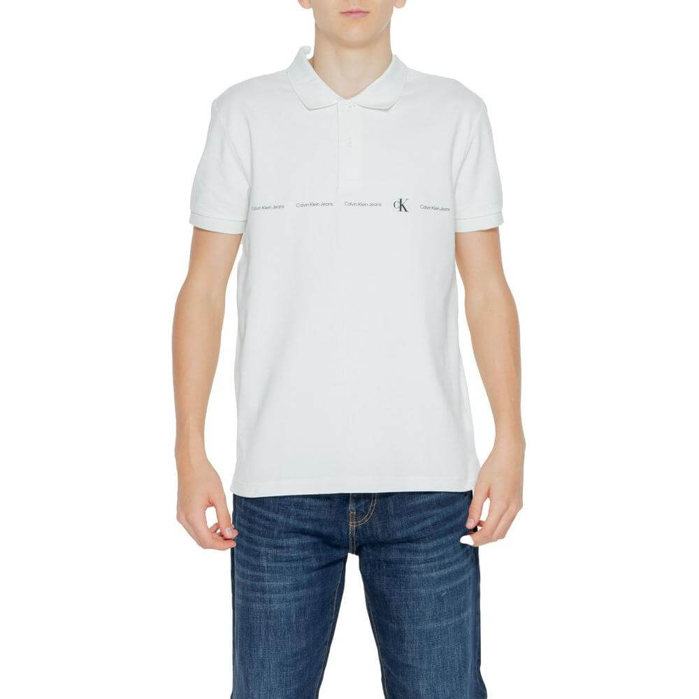 Men's Calvin Klein green cotton polo shirt, short sleeve, spring/summer collection, 94% cotton, 6% elastane.