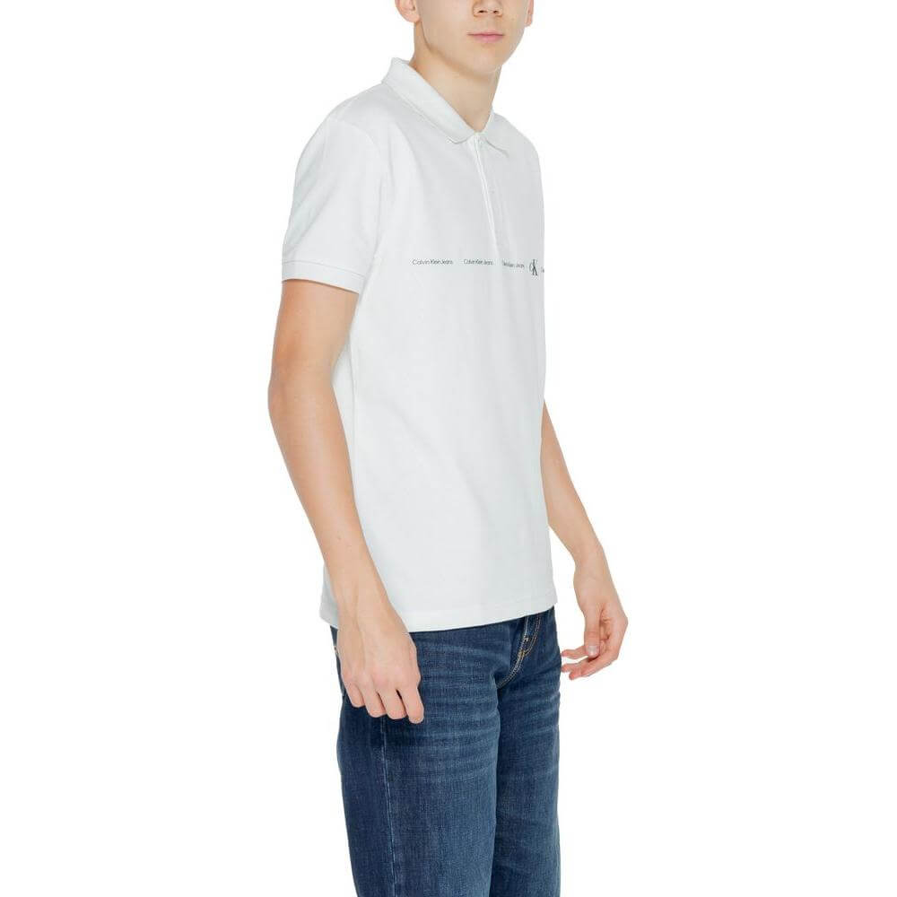 Men's Calvin Klein Jeans green cotton polo shirt, short sleeve, spring/summer collection, 94% cotton, stylish and comfortable.