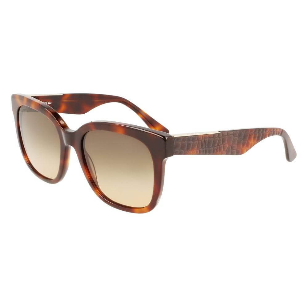 Lacoste Brown Acetate Women's Sunglasses L970S-230 with 55/19/140mm dimensions and Filter 3, featuring stylish tortoiseshell design.
