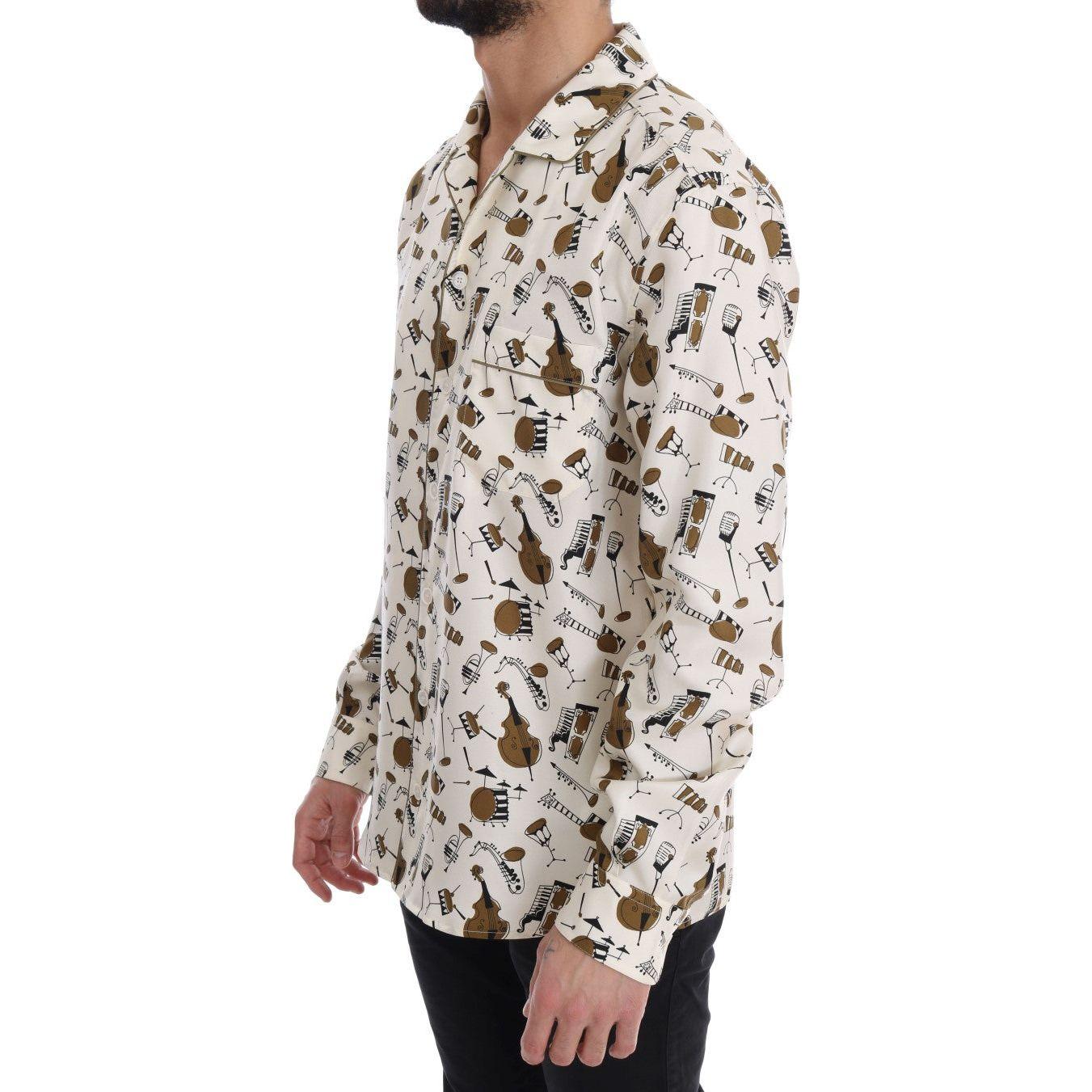 Dolce & Gabbana Exclusive Silk Casual Men's Shirt - JAZZ Motive Dolce & Gabbana Gray