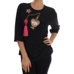 Dolce & Gabbana Black Silk Fairy Tale Top Crystal Blouse TSH1742-5