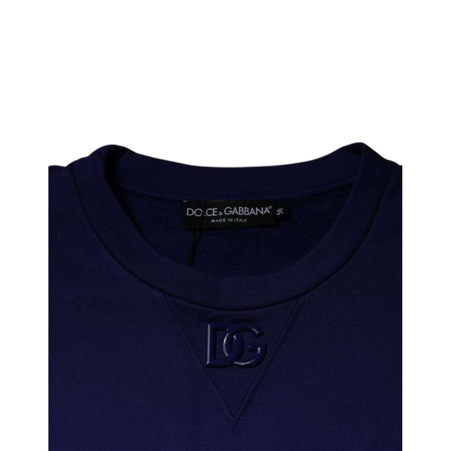 Dolce & Gabbana Blue Cotton Crew Neck Men Pullover Sweater