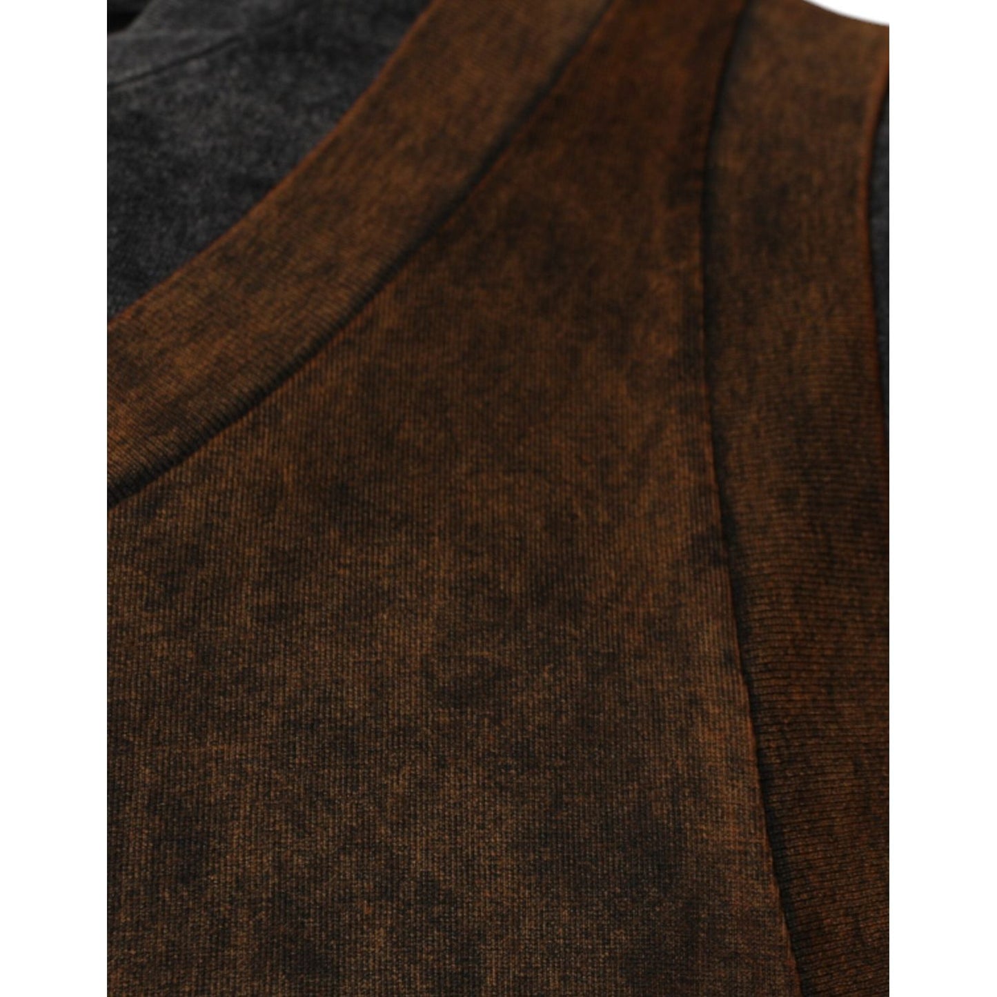 Dolce & Gabbana Brown Cotton Round Neck Sleeveless T-shirt