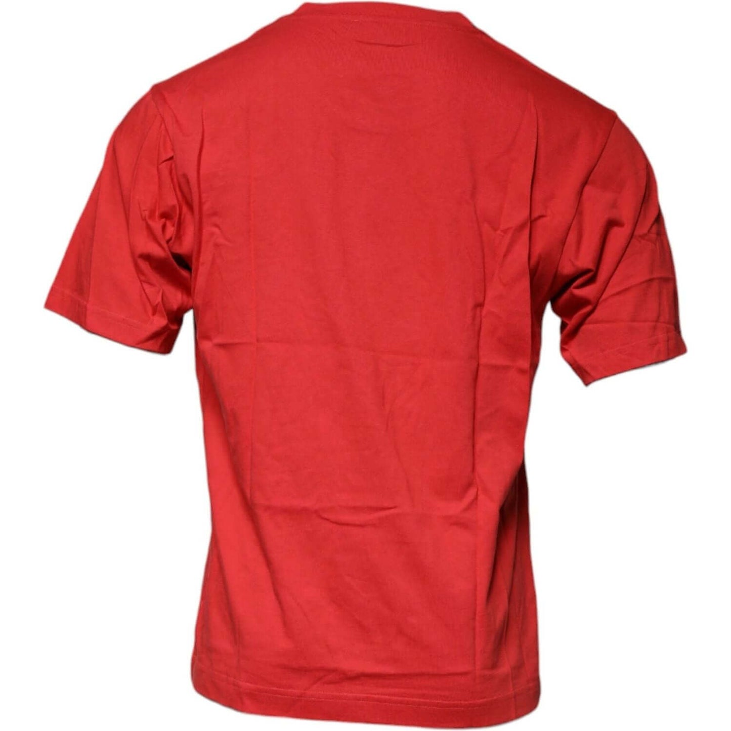 Back view of Dolce & Gabbana Red DG Logo Cotton Crew Neck T-shirt, short sleeve, regular fit, made in Italy.