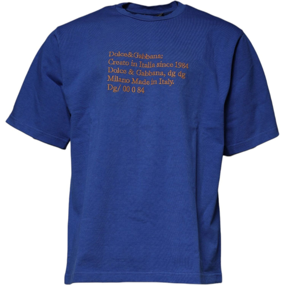 Dolce & Gabbana Blue Graphic Print Cotton Crew Neck T-shirt