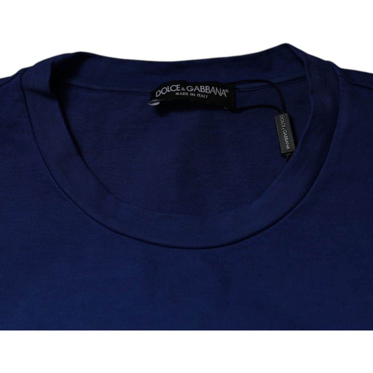 Dolce & Gabbana Blue Graphic Print Cotton Crew Neck T-shirt
