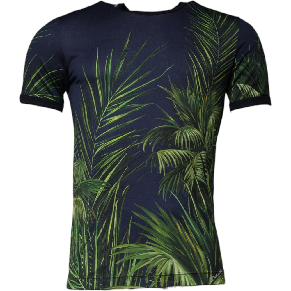 Dolce & Gabbana Blue Tree Print CrewNeck Short Sleeve T-shirt