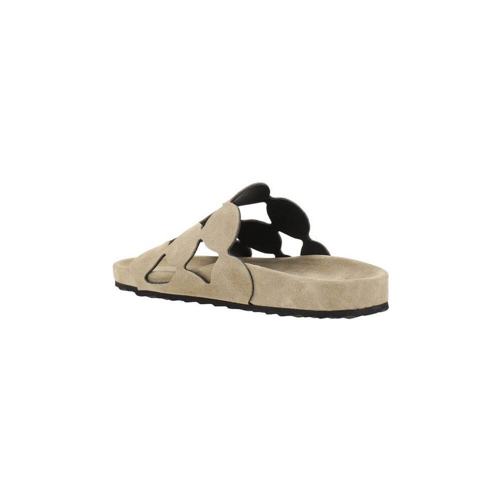 Pierre Hardy Bulles Sandals featuring a beige suede round toe and pop Bubble pattern strap, offering comfort and luxury style.