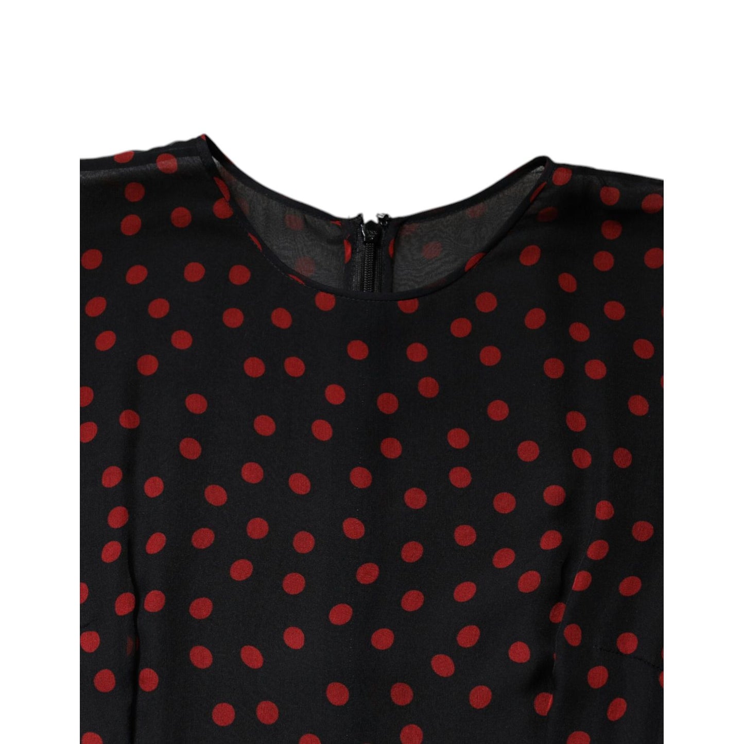 Dolce & Gabbana Black Red Polka Dot Silk Layered Midi Dress